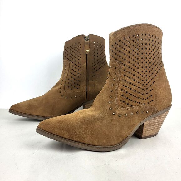 Dingo Miss Priss Studded Pointed Toe Zippered Cowgirl Booties - Picture 1 of 15